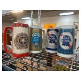 Four Pabst Blue Ribbon Beer Mugs