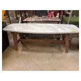Marble-Top Coffee Table with Wooden Base