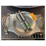 Hammered Metal Tray and Salt Pepper Dispensers