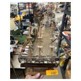 Wooden U.S.S. Constitution Ship Model Display