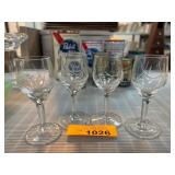 Four Etched Glass Stemware