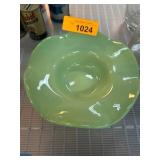 Uranium Glass Green Glass Bowl with Smooth Finish