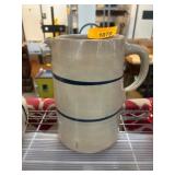 Stoneware Pitcher with Blue Stripe Detailing