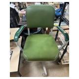 Mid-Century Green Vinyl and Metal Office Chair
