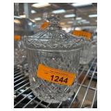 Lidded Clear Cut Glass Dish with Geometric Pattern