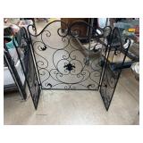 Black Metal Folding Fireplace Screen