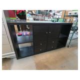 Dark Wood Storage Cabinet With Shelves and B-