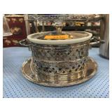 Hall Porcelain and Silverplate Covered Server