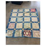 Handmade Patchwork Quilt with Geometric Motif