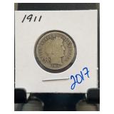 1911 Barber Dime US Silver Coin