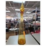 Tall Amber Glass Decanter with Stopper