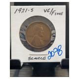 1921-S Lincoln Wheat Cent VG/Fine