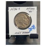 1936-S Buffalo Nickel G F/AU 