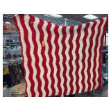 Red and White Crochet Zigzag Afghan