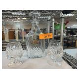Cut Crystal Decanter and Brandy Glasses Set
