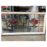 Leaded Stained Glass Window Panel, 51" x 25 1