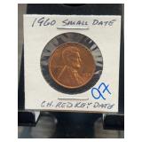 1960 Lincoln Cent Small Date Red