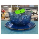 Cobalt Blue Glass Bowl and Plate Set