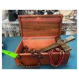 Lane Cedar Box with Rosaries and Brass Cross