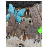 Cast Iron Butterfly Figures and Mermaid Sign