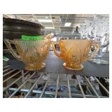 Amber Glass Sugar and Creamer Set