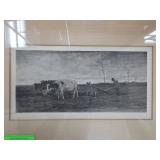 A. Mauve Framed Rural Plowing Print