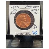 1959-D/D Lincoln Cent RPM-004 DDO MS64/65 RD