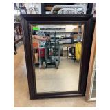Beveled Wall Mirror with Dark Wood Frame, 44"