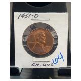 1951-D Lincoln Wheat Cent CH. UNC