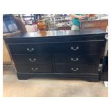 Black Six-Drawer Dresser, 33" x 61" x 18"