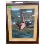 H Benton Signed 1989 Flamingo Pastel