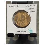 2007-D James Madison $1 GEM UNC Coin