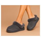 UGG Gray Shearling Slippers, Size 9