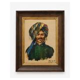 Portrait of Man in Turban, Signed Ali Sh