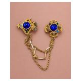 Gold Tone Faux Gemstone Double Brooch