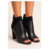 Vince Aren Black Leather Peep Toe Booties 7.5 New