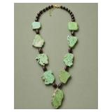 Green Stone and Brown Bead Necklace