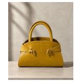 Muji Lagos Yellow Croc-Embossed Handbag