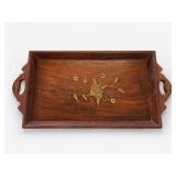 Wooden Serving Tray with Floral Inlay