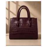 MUJI Lagos Croc-Embossed Burgundy Tote Bag