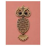 Gold-Tone Metal Mid Century Owl Pendant