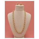 Napier Gold Tone Rope Necklace and Earrings