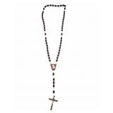 ~5ft Wood Rosary With Cameo and Metal Crucifix