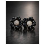 Swarovski Black Flower Clip-On Earrings