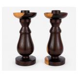 Dark Wood Candle Holders