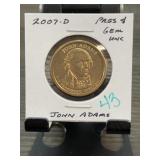 2007-D John Adams Presidential $1 Coin