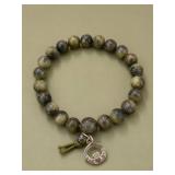 Connemara Marble Bead Bracelet with Claddagh Charm