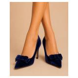 Stuart Weitzman Blue Velvet Bow Pumps sz 38