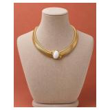 Monet Gold-Tone Collar Necklace with White In