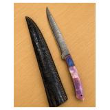 Custom Damascus Steel Knife With Sheath